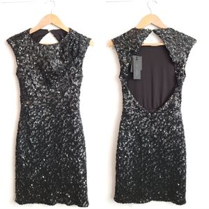 NWT Rachel Zoe Black Sequin Backless Dress